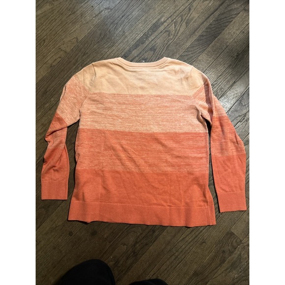 Market and Spruce Striped Knit Sweater Coral Peach Pullover XL Y2K Preppy - Picture 8 of 9